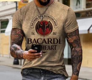  T-Shirt Gold Herren Bacardi Rummuster Vintage kurzärmelige T-Shirts 3D-Druck - Bild 1 von 3