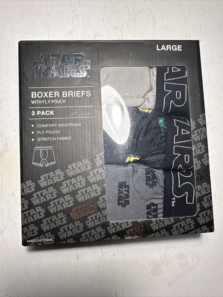 星球大战 3 件装男式平角内裤带飞袋大号全新 Rebel Alliance C3P0 — 第 1/1 张图片