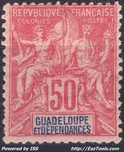 GUADELOUPE TYPE GROUPE 50c ROSE N° 37 NEUF * AVEC CHARNIERE - Picture 1 of 2