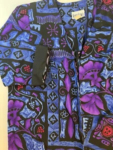 Vtg Kari's Korner Women’s Dress Jacket Size 18 Purple N Blue On Black Art Print - Picture 1 of 24