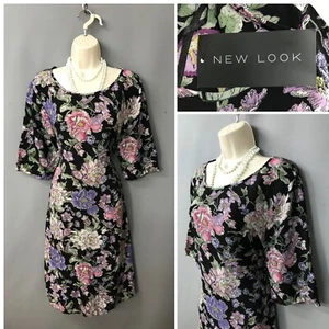 Nuevo con etiquetas Nuevo Look Negro Floral Midi Vestido Túnica Reino Unido 16 EUR 44 Precio de venta sugerido por el fabricante £22.99 - Imagen 1 de 12