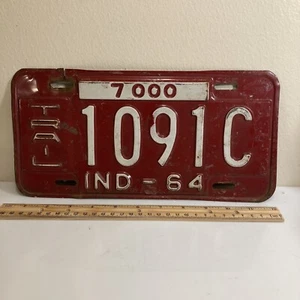 Matrícula Indiana 1964 vintage - remolque [1091C] excelente estado - Imagen 1 de 2