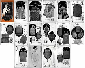 Flapper Era Book Beaded Purses Handbags Knit Crochet Patterns 1924 Bead Bags - Foto 1 di 2