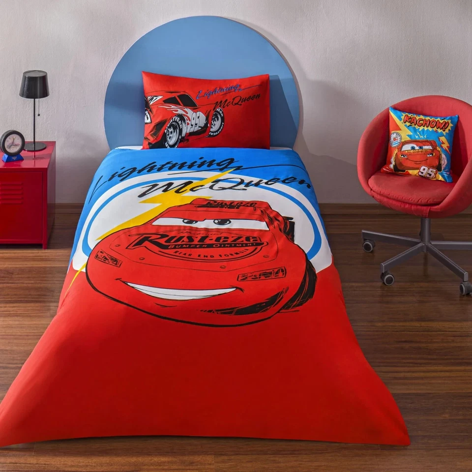 Official Disney Cars McQueen Single Duvet Cover Set – Tac Licensed – 100% Cotton - Photo 1/4