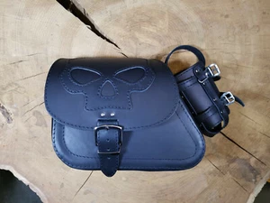 Satteltasche Dyna Skull schwarz passend für Harley Davidson Streetbob Low Rider - Bild 1 von 16