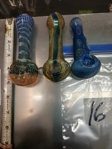 3PCS HEAVY GLASS TOBACCO PIPES - Picture 1 of 1