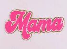 Mama 9.7 Inch × 4.8 Inch Chenille Iron On Patch Hot Pink Gold Glitter Large New 
