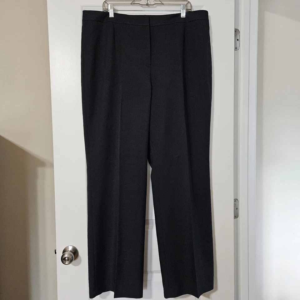 Evan Picone Flat Front Lined Black Pants Size 18 EUC - Image 1 of 4