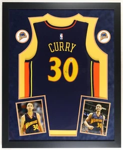 Stephen Curry Signed & Framed Warriors LED Backlit Jersey Display (PSA) - Picture 1 of 5