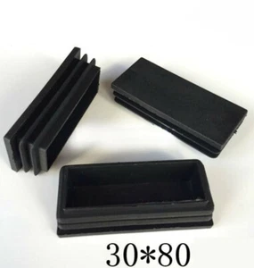 Rectangle Plastic Black Blanking End Cap Caps Tube Pipe Inserts Plug Bung Steel  - Picture 1 of 9