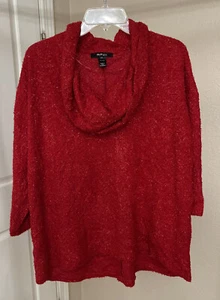 Style & Co. Red High Low Hem Cowl Neck Sweater Size 2X 1272 - Picture 1 of 4