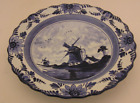 D P DELFT Holland Blue and White Windmill Scalloped Edge 8" Shallow Bowl