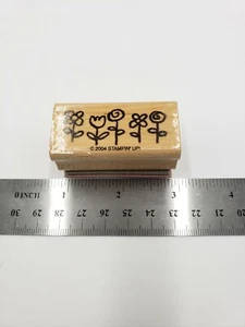 RUBBER STAMP  Row Of Flowers With Stems (21DL) - Picture 1 of 2