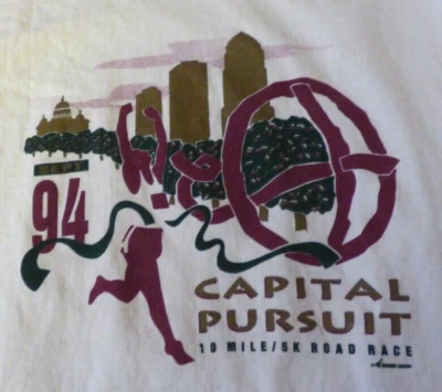 Capital Pursuit Run Des Moines IA Sept 1994 10 Mile/5K Road Race T-Shirt Size L - Image 1 of 4