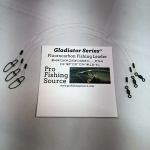 40 LB Fluorocarbon Fishing Leader 9" 12" & 40" 3 Pack Crane Swivel Snap Choice - Picture 1 of 30