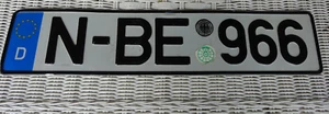 German D LICENSE PLATE w STICKERS BLACK EURO N-BE 966 - Picture 1 of 6