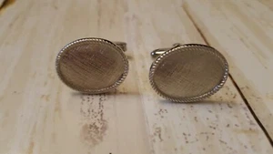Mens silver tone oval cuff links jewelry mens - Picture 1 of 2