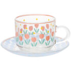 Afternoon Tea Cup with Saucer Glass Office Daily Use Latte Clear Coffee Mugs
