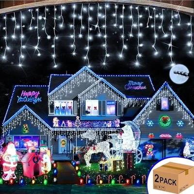 2 Pack 800 LED Icicle Lights 33FT Each, Outdoor Christmas Lights, Cold White - Image 1 of 4
