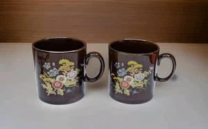 Juego de 2 tazas de café vintage Yamaji con borde dorado SI Japón flores años 70  - Imagen 1 de 6