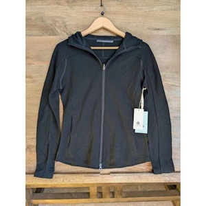 Ibex Shak Hoodie Womens Medium Black Merino Wool Thumb Hole Sleeve Full Zip - Picture 1 of 4