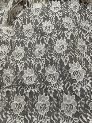 Tela de encaje bordada crema transparente artesanal nupcial 10 yardas 32” rosas de ancho*LEER Foto 1 de 3