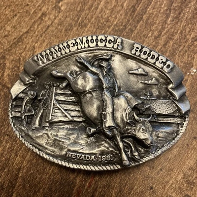 1981 Winnemucca Rodeo Nevada BELT BUCKLE SISKIYOU VTG - Image 1 of 4