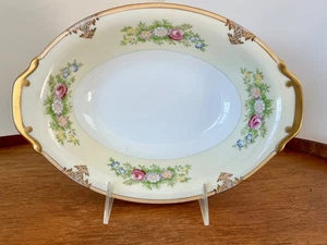 Meito China Serving Bowl YELLOW Rim Multicolored Florals Oval 11” - Picture 1 of 7