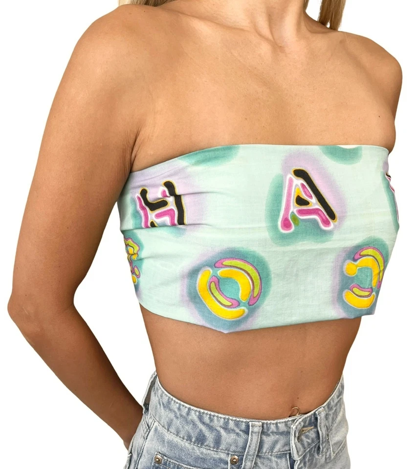 CHANEL Vintage Marca CC Logo Bufanda Envoltura Verde Menta Multicolor Algodón Accesorio Foto 1 de 4