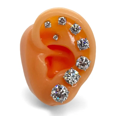 VVS1 Moissanite 3MM - 10 MM Round Earrings 925 Sterling Silver Rhodium Plated - Image 1 of 4