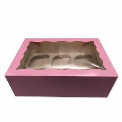 Cupcake Boxes 6 Hole 20Pk Baby Pink Cake Boxes Muffin Cups Patty Pans Cake Board - image 1 of 4