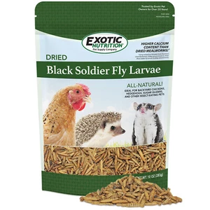 Larvas de mosca soldado negro seco (10 oz.) - Pollo, pájaro azul, pájaro salvaje, erizo - Imagen 1 de 8