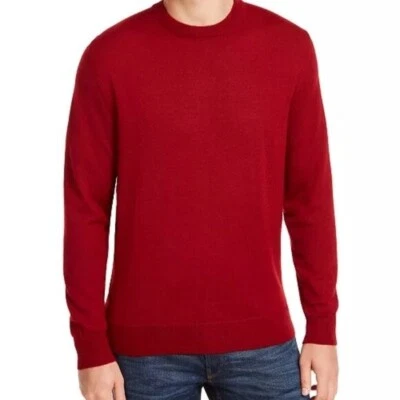 ¡NUEVO! Suéter de lana merino para hombre Club Room cuello redondo rojo cereza grande $80 Foto 1 de 4