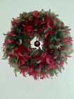 Angel Wreath Red & Green Feathers Indoor Outdoor Christmas Ball Christ Holiday