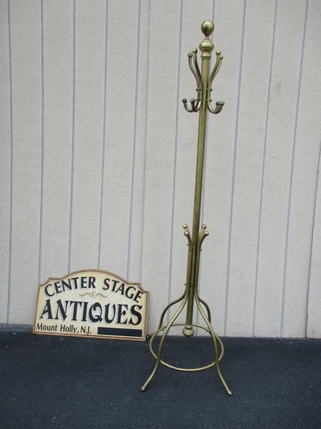 64281 Quality HEAVY  Brass Hatrack Coat Tree Hall Stand Cover