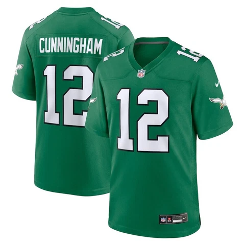 Men's Philadelphia Eagles Randall Cunningham #12 Green Player Stitched Jersey Cover