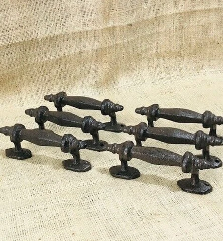 6 HANDLES RUSTIC CAST IRON ANTIQUE STYLE BARN GATE PULLS DRAWER DOOR SHED FENCE Cover