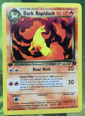 1ª Edição Dark Rapidash 44/82 - Team Rocket - Quase em perfeito estado - Imagem 1 de 2