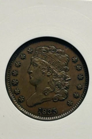 1835 Classic Head Half Cent AU-50 (ANACS) Cover
