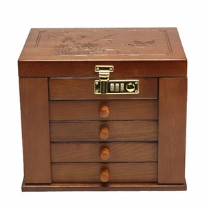 Wooden Jewelry Box Jewelry Storage Box with Combo Lock for Jewelries Necklaces - Picture 1 of 22