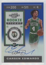 2019 Panini Contenders Optic Blue Prizm /99 Carsen Edwards #130.2 Rookie Auto RC