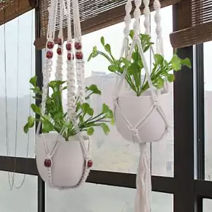 Garden Plant Hanger Macrame Hanging Planter Basket Rope Pot Holder In/Outdoor - Picture 1 of 16