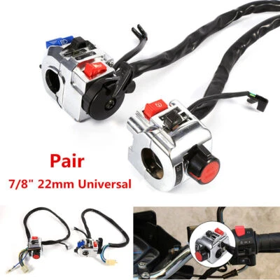 1 par de interruptores de luz de señal de giro de bocina de control de manillar de motocicleta de 7/8" para Honda Foto 1 de 4