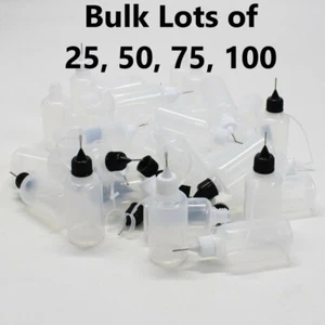Plastic Dropper Bottles with Precision Metal Needle Tip 30 ml /1 oz - Bulk Lots - Picture 1 of 9