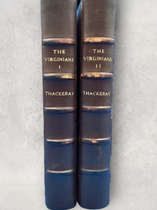 The Virginians W.M. Thackeray 1858-1859 2 Volume Set Leather Illustrated Rare - Picture 1 of 22