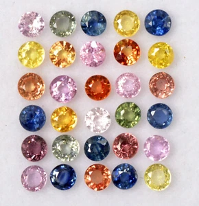 2.75 mm Natural Multi Sapphire Round Cut Lot 30 Pcs Faceted Loose Gemstones - Picture 1 of 6