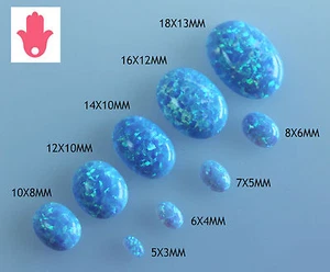 6X4MM Loose Blue Opal Oval Cabochons Gemstone Cabs Supply Jewelry Making 10 pcs - Picture 1 of 4