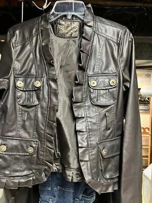 Doll House Brown Faux Leather Jacket Size Large Juniors - Image 1 of 4