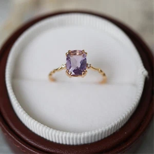 Amethyst Ring vergoldet Edelsteinring Geschenk für Sie Damen Schmuck - Bild 1 von 6