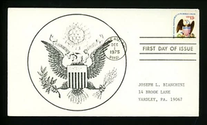 Joseph Bianchini Cachet FDC #1596 (JB#16) Eagle and Shield 12/1/1975 Juneau, AK - Picture 1 of 1